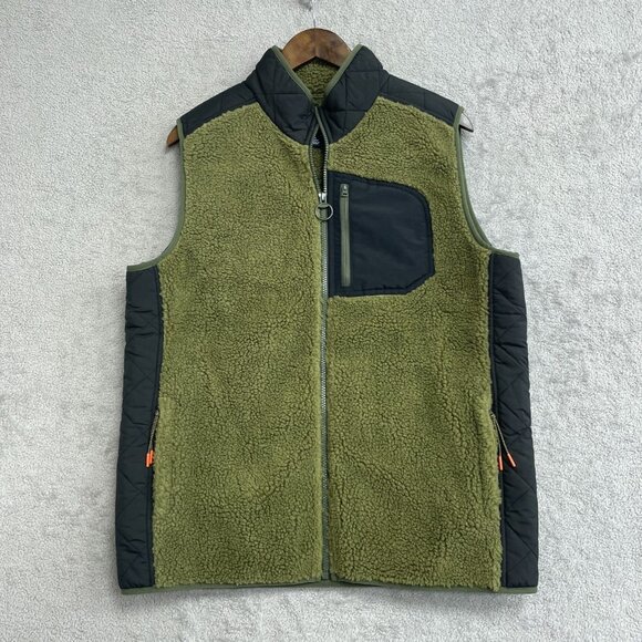 NEW Lands' End Men's Size L Smokey Olive Sherpa Hybrid Vest - Picture 1 of 8